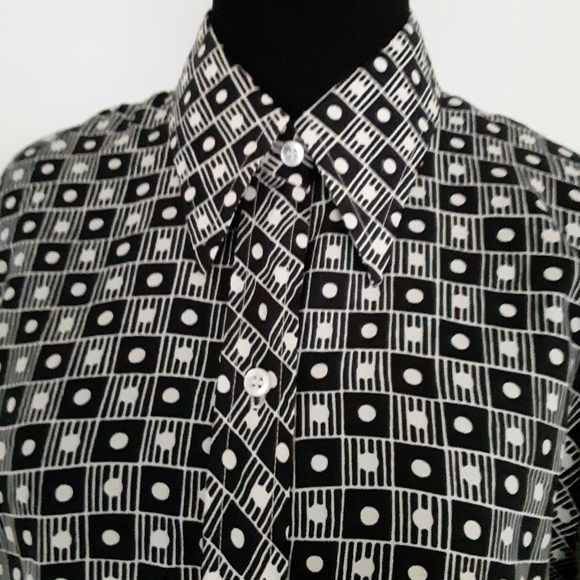 Vintage 70s Geometric Koret of California Blouse Top Button Up Long Sleeve - Picture 1 of 5